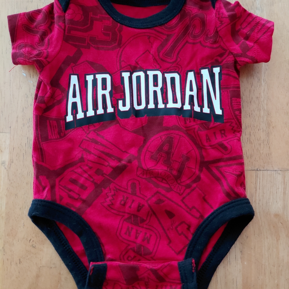 Jordan Newborn Red and Black Onesie